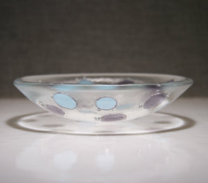 Well Made Stuff - Handmade light cyan opal and deep royal purple spot design small bowl - designed for your home or as a gift - fun contemporary design