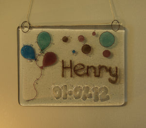  Balloons Design Personalised Life Event (eg birthday) Glass Panel 200 x 150mm size on wall