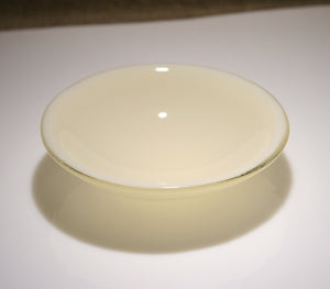Well Made Stuff - Handmade cream opal fused art glass bowl designed as a gift to give - deep rich creamy shade