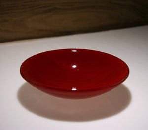 Well Made Stuff - Handmade Deep red opal colour fused art glass small bowl - amazing idea as a present for a special person