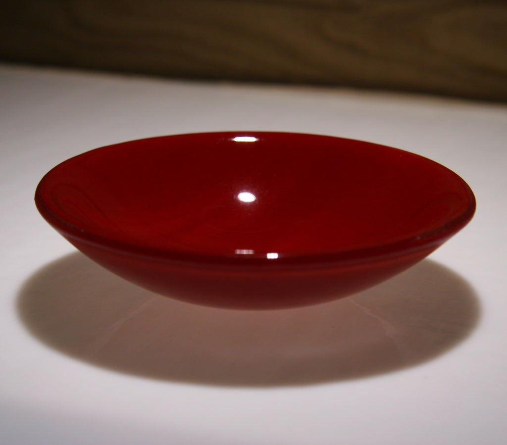 Well Made Stuff - Handmade Deep red opal colour fused art glass small bowl - wonderful Christmas present idea