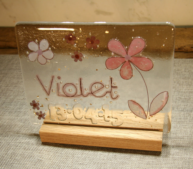 Flowers Design Personalised Life Event (eg birthday) Glass Panel 200 x 150mm size