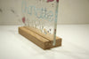 Handmade solid oak stand for personalised art glass panels - Well Made Stuff