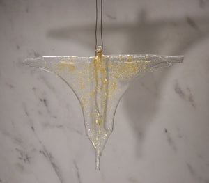 Well Made Stuff - Handmade Fused Art Glass Hanging Decoration - Angel - Gold - Blue - Christmas Gift - Christmas Tree Decoration