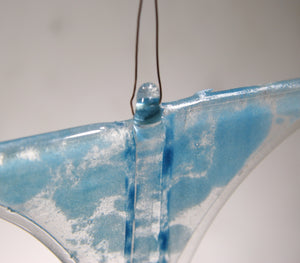 Well Made Stuff - Handmade Fused Art Glass Hanging Decoration - Angel - Gold - Blue - Christmas Gift - Christmas Tree Decoration