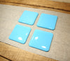 Light Cyan blue opal fused art glass coaster 100x100mm size