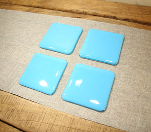 Light Cyan blue opal fused art glass coaster 100x100mm size