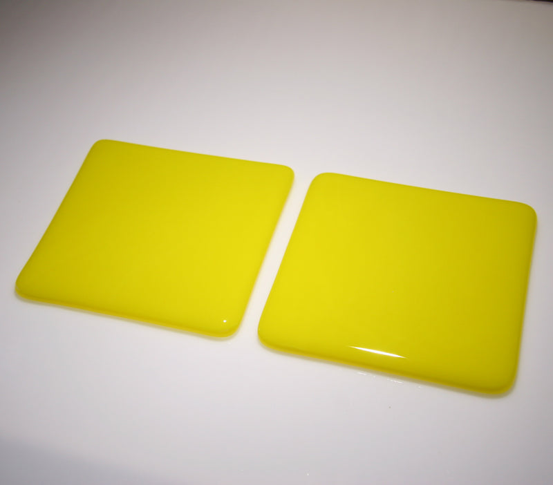 Well Made Stuff - Handmade sunflower yellow colour fused art glass coaster designed as a gift to give - bright and vibrant colour