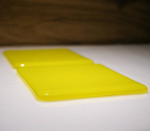 Well Made Stuff - Handmade sunflower yellow opal colour fused art glass coaster - perfect as a gift or something for your home - wonderful fun present