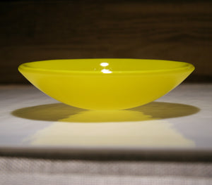 Well Made Stuff - Handmade sunflower yellow opal colour fused art glass small bowl - perfect as a gift or something for your home - high quality artisan finish